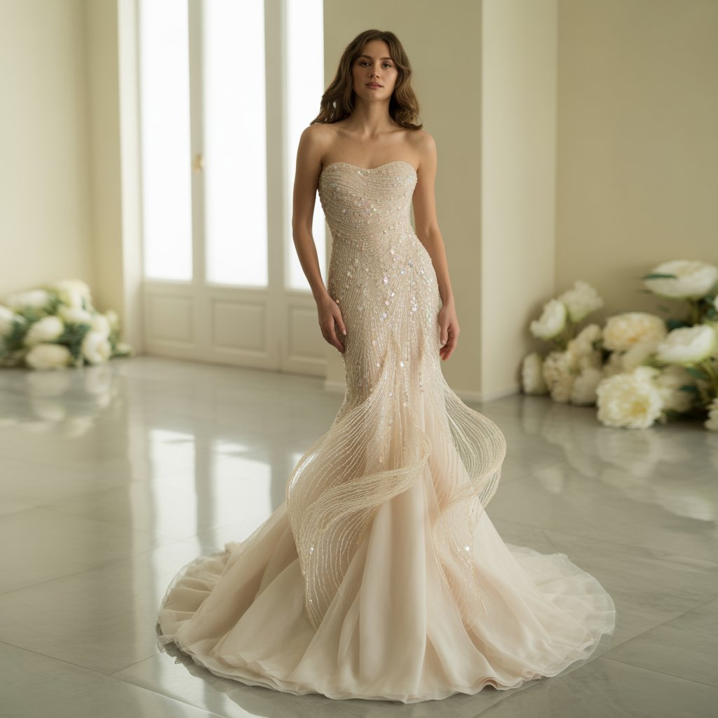 Modern mermaid bridal gown